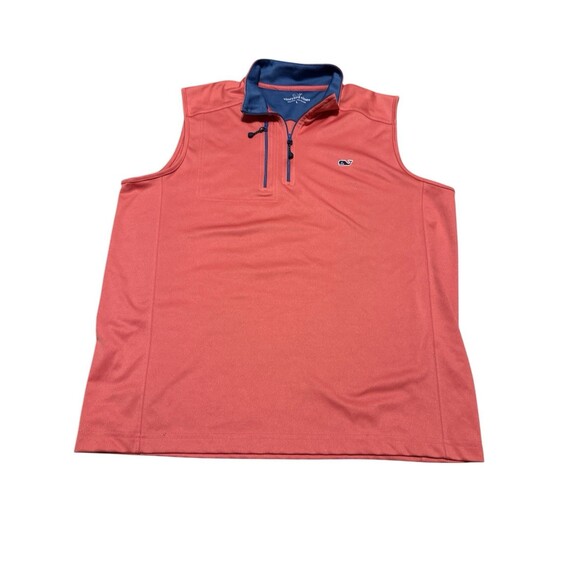 Vineyard Vines Vest Mens Large Red Performance Sleeveless Pullover Quarter Zip - Picture 1 of 4